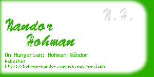 nandor hohman business card