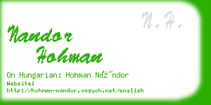 nandor hohman business card